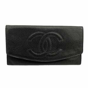 CHANEL Authentic Black Caviar Leather Wallet